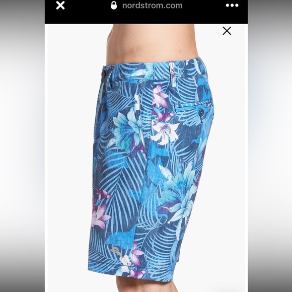Tommy Bahama Hybrid Shorts Size 30 Ocean Deep Blue Cayman Laredo Blooms 9" Insea - Picture 3 of 9
